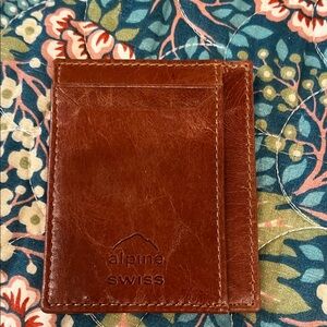 Alpine Swiss Rich Brown Leather Card Wallet